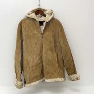 Adler Collection Faux Shearling Coat Sz XL Women's Tan Suede Sherpa Lined